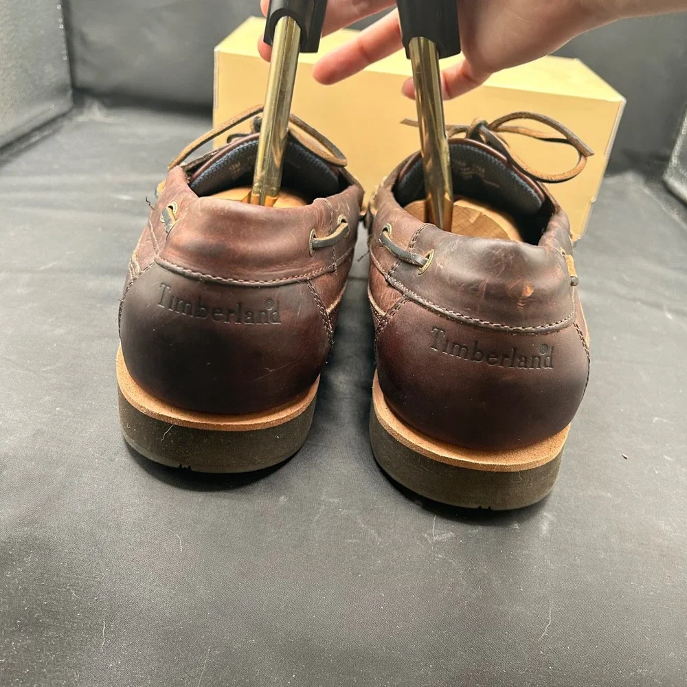 Timberland Mens Brown Leather 2-Eye Classic Boat Shoes Loafers 13M 76056